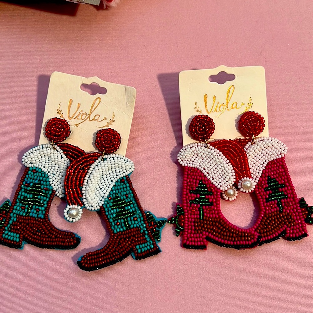 Christmas Boots pink and turquoise 15$ each